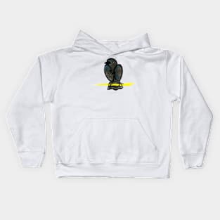 a CROW SITTING ON GOLD SEAT,animals collection Kids Hoodie